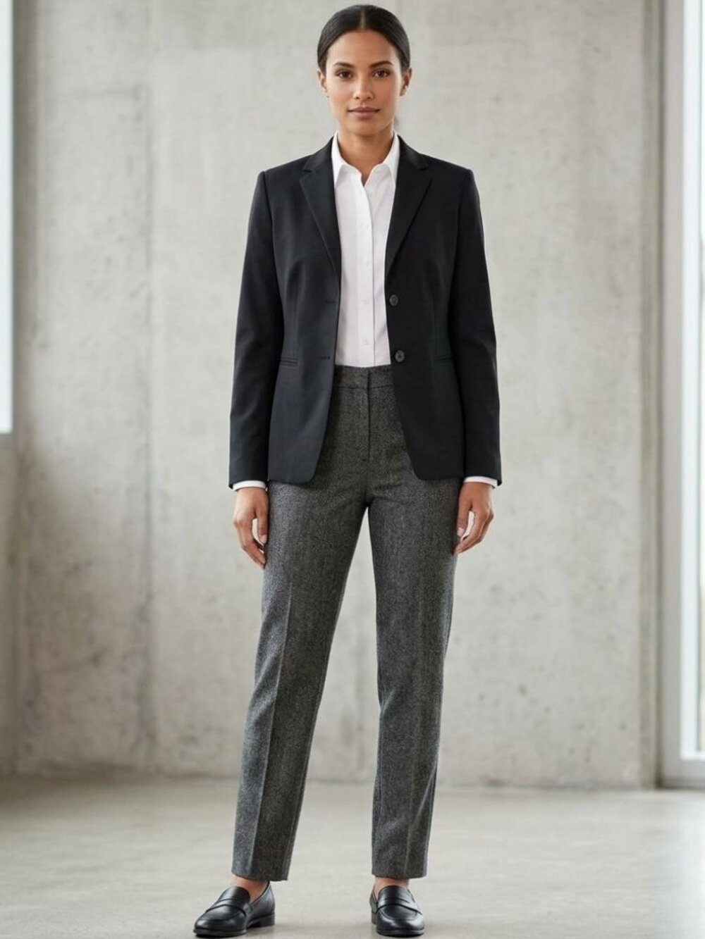 Doc Amelia Wool Blend Two Button Blazer Jacket Womens 6 Black Career Office Work